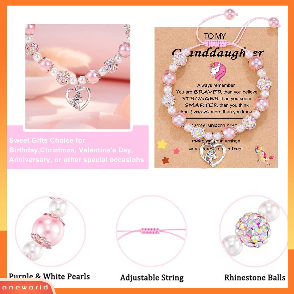 [ONE] Gelang Manik-Manik Kartun Panjang Adjustable Wanita Bangle Dengan Liontin Berkilau Perhiasan Berlian Imitasi Untuk Gadis Wanita