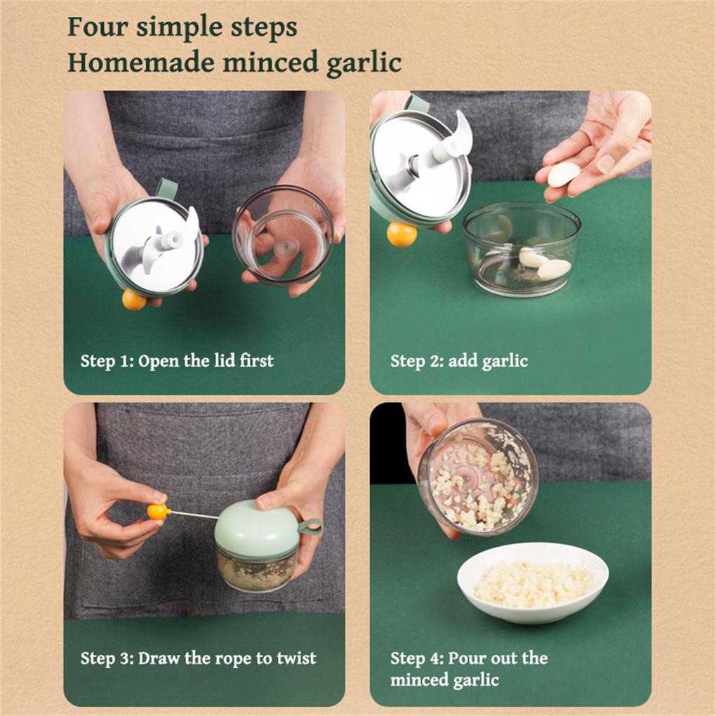 Garlic Chopper Penggiling Ringan Adsorbable Crusher Portable Tarik ABS Stainless Steel Masher Jahe Dapur Sayur