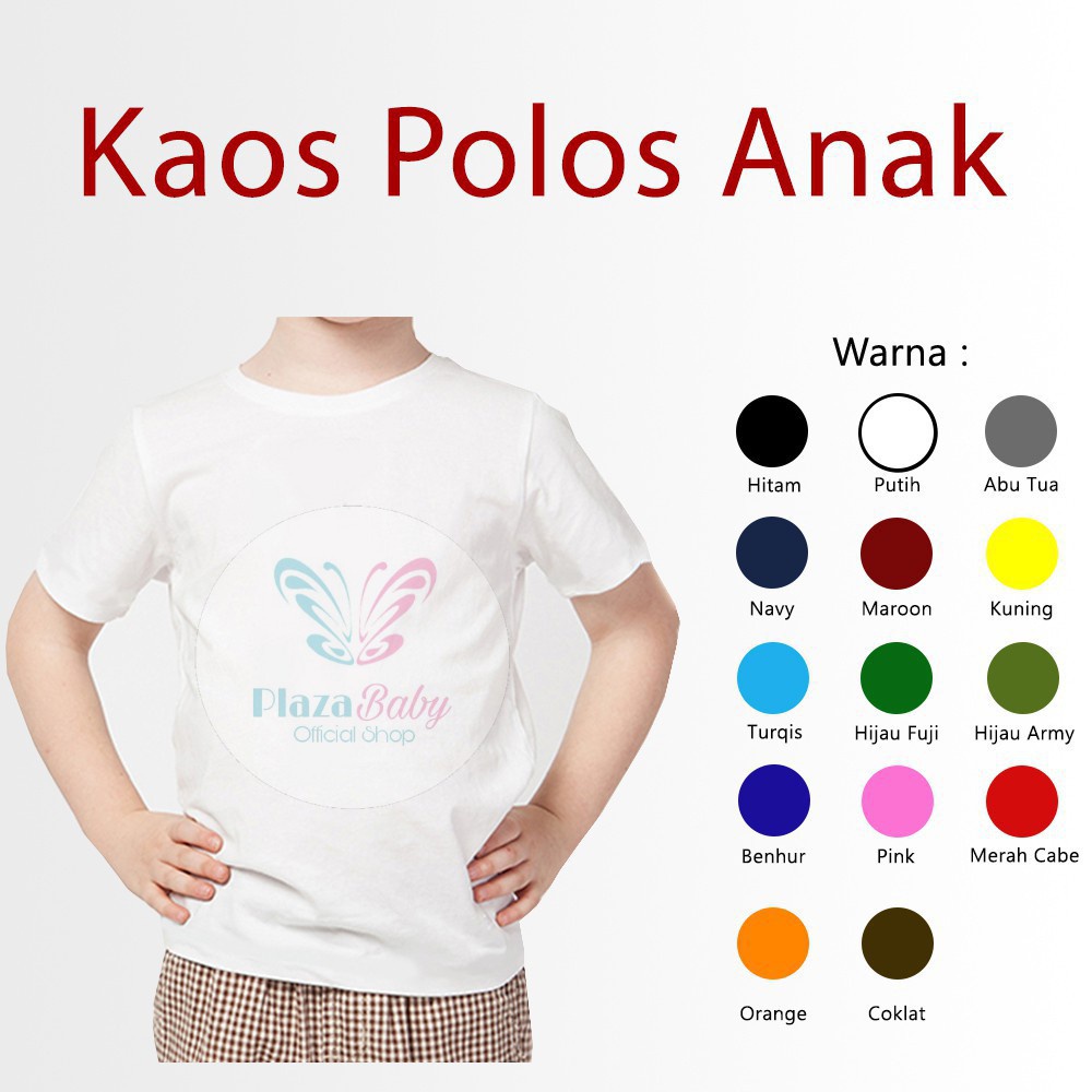 Plazababyku KAOS POLOS ANAK ADEM NYAMAN BAHAN KATUN KAOS ANAK MURAH 4-8 TAHUN