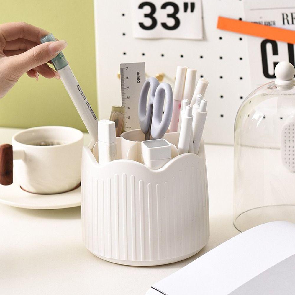 R-FLOWER Tempat Brush Makeup360° Rotating With Lid Kotak Penyimpanan Lipstik Desktop