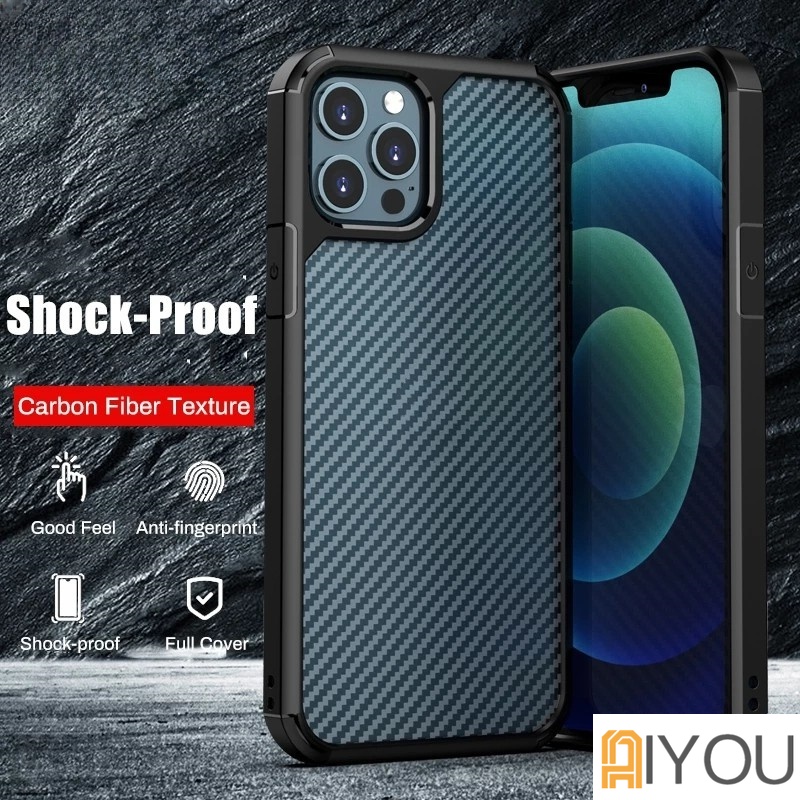 Casing iphone 14 13 12 pro max 11 pro xs max xr x 7 8 plus SE 2020 12 mini Bahan Serat Karbon Shockproof