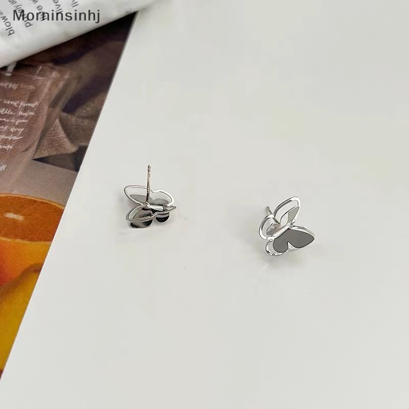 Mornin 1pasang Fashion Lucu Berongga Kupu-Kupu Perak Anting Perhiasan Kecil Segar Baru Fashion Manis Earing Untuk Wanita Lucu Elegan Indah Perhiasan Hadiah id