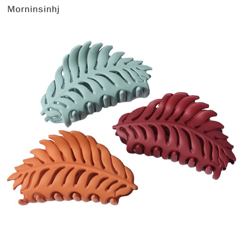 Mornin Fashion Bentuk Daun Warna Solid Hair Claw Untuk Wanita Grab Clip Bun Aksesoris id