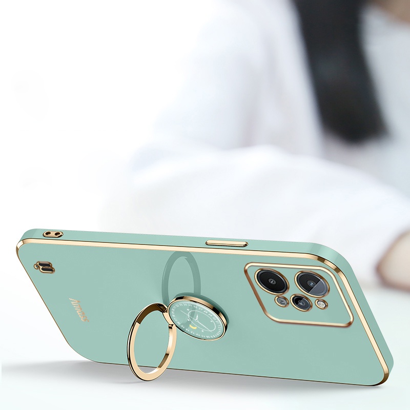 Andyh Casing Ponsel Silikon Ultra Tipis Untuk OPPO Realme C31 4G Deluxe Fall Protection Gold Band Dengan Cincin Jam Dan Lanyard Gratis