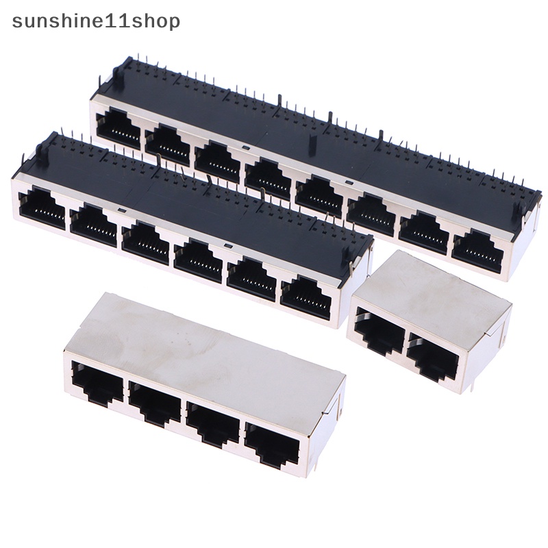 Sho 1x2 /4/6 /8 Port 59 8 Port Seri Susun Female RJ45 Jaringan Eterna LAN PCB Socket Connector Jack N