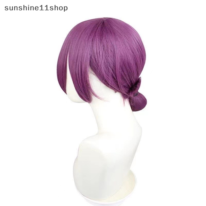 Sho Reze Cosplay Wig Anime Rantai Man Ungu Coklat Ponytail Rambut Pelucas Halloween N