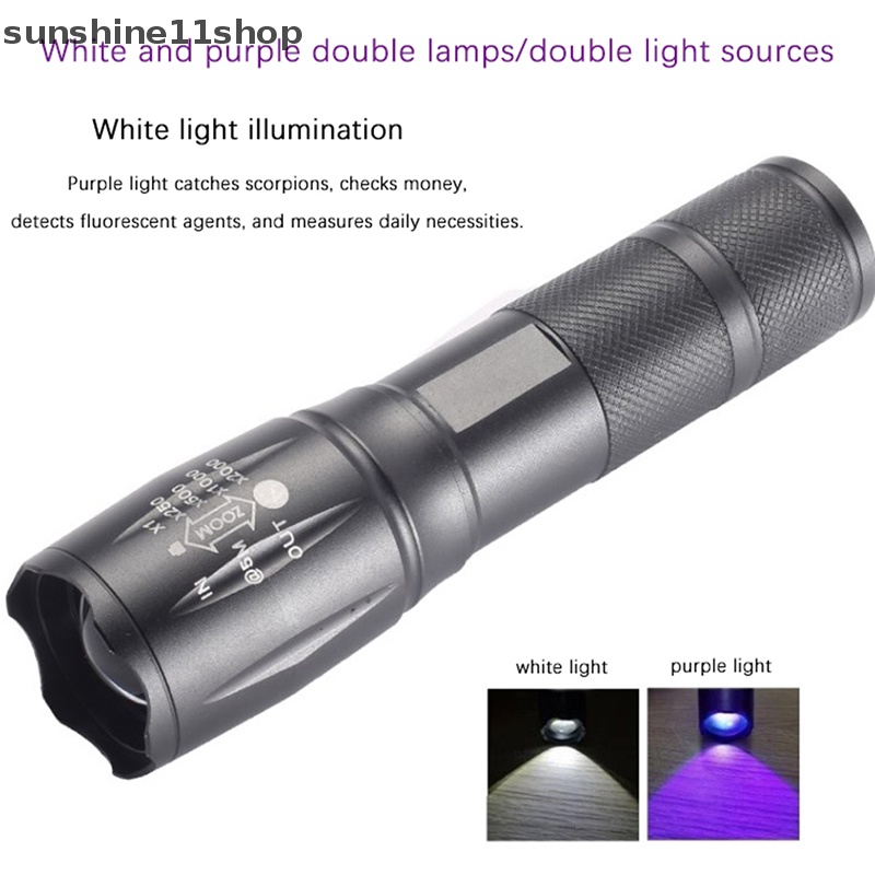 Sho 2-In-1 Lampu Putih Lampu Ganda Ditarik Senter LED Zoom Light N