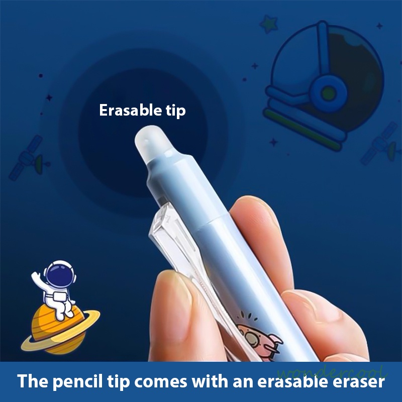 Pulpen Gel Desain Astronot Warna Biru Hitam Mudah Dihapus Stationery Accessories-Won