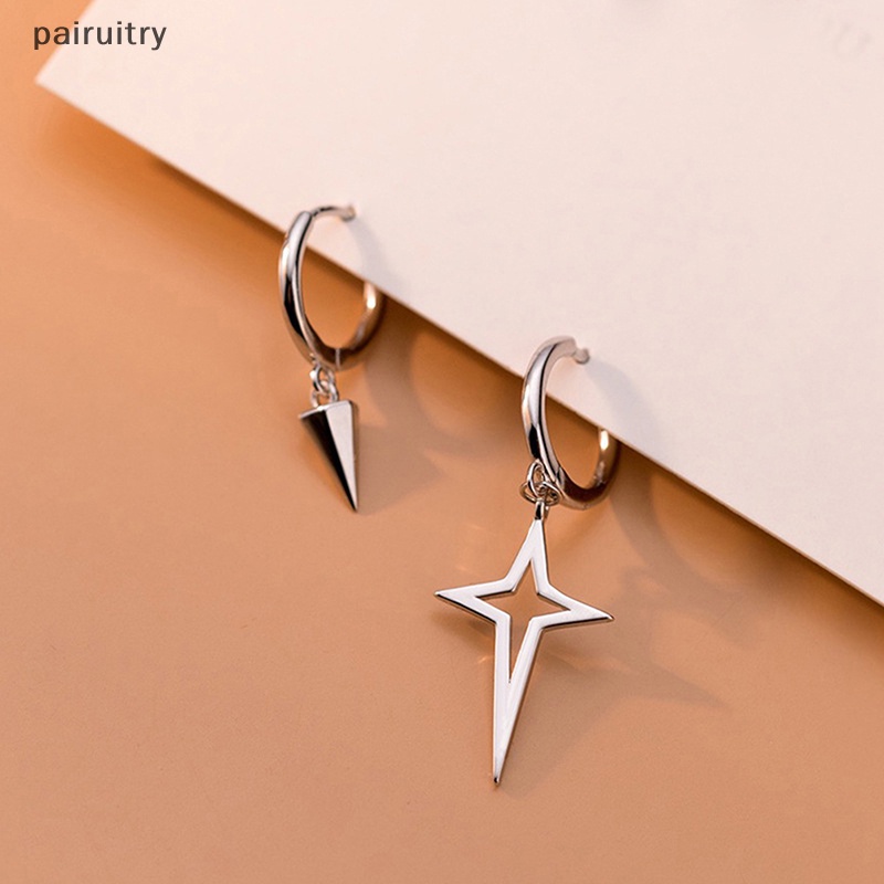 Prt Anting Perak Fashion Asimetris Cross Cone Hoop Earrings Untuk Wanita Perhiasan Hari Ibu PRT