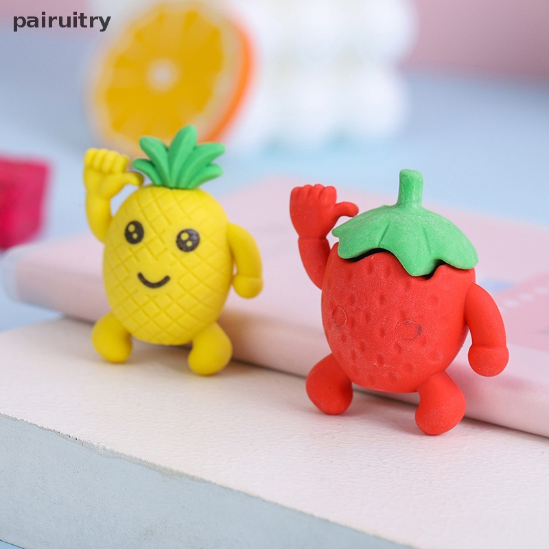 Prt Random Lucu Kreatif Penghapus Boneka Buah Dengan Lubang Mini Eraser Kawaii Stationery Sekolah Kantor Perlengkapan Koreksi Anak Karet PRT