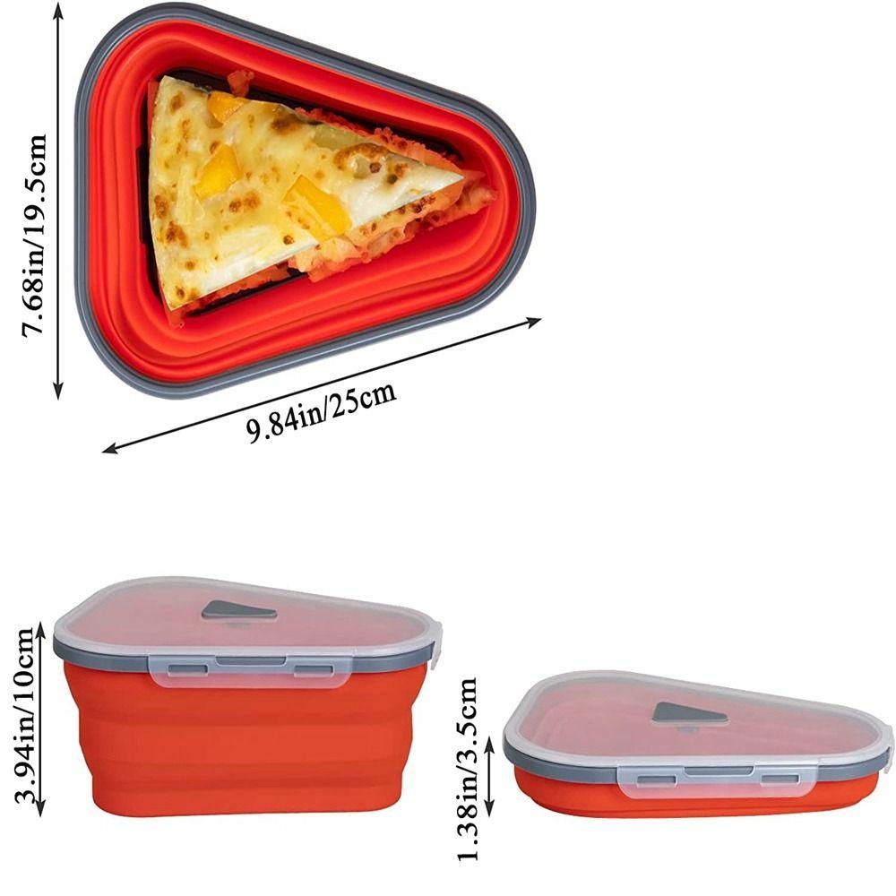 [Elegan] Wadah Penyimpanan Pizza Silikon 1Pcs Extendable Perlengkapan Dapur Segitiga Kotak Sandwich Lipat