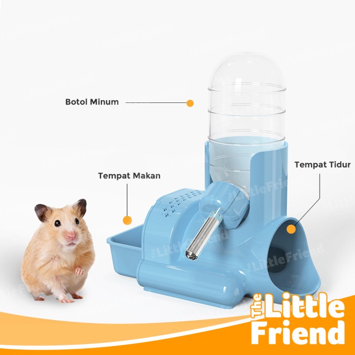 Tempat Makan Minum Mainan Hamster Sugar Glider Kelinci Anti Bocor 3in1