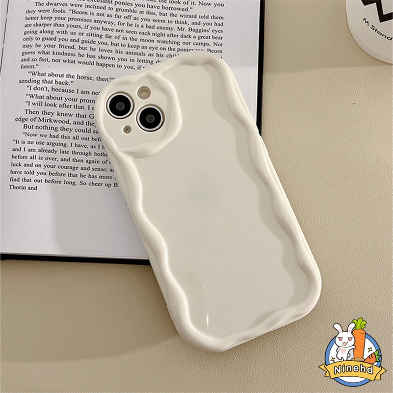 IPHONE Casing Kompatibel Untuk Iphone14 13 12 11 Pro Max X Xr Xs Max8 7 6 6s Plus Se2020 Ins Simple Putih Susu Premium Warna Solid Casing Ponsel Tahan Guncangan Tepi Silikon Bergelombang Lembut Tpu Case