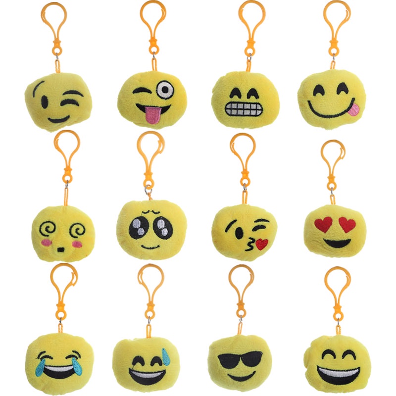 Emoji Plush Keychain Boneka Lembut Mewah Boneka Mini Kunci Gantungan Tas Liontin Dekorasi