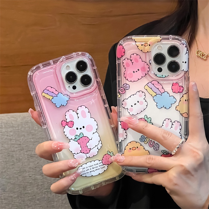 IPHONE Casing Ponsel Kelinci Lucu Kompatibel Untuk Iphone7Plus8Plus6Plus11 14 13 12 Pro MAX XR X XS MAX SE Airbag Shockproof Cover