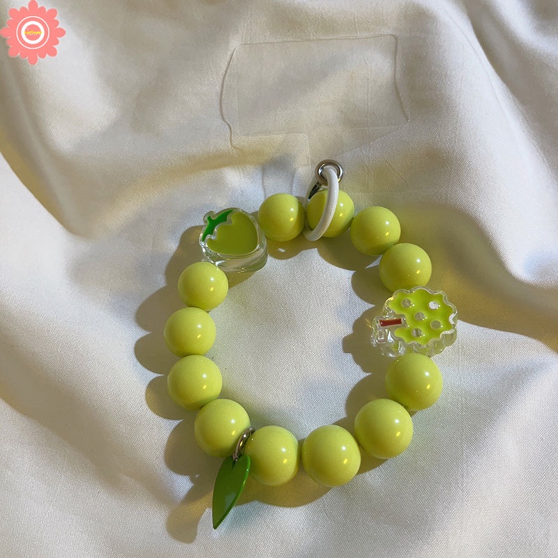Lucu 3D Beruang Bunga Gantung Ponsel Rantai Pendek Ponsel Lanyard Warna Permen Pergelangan Tangan Tali Gelang Anti-lost Phone Case Lanyard Gantungan Kunci Gadis Tas Ins Aksesori