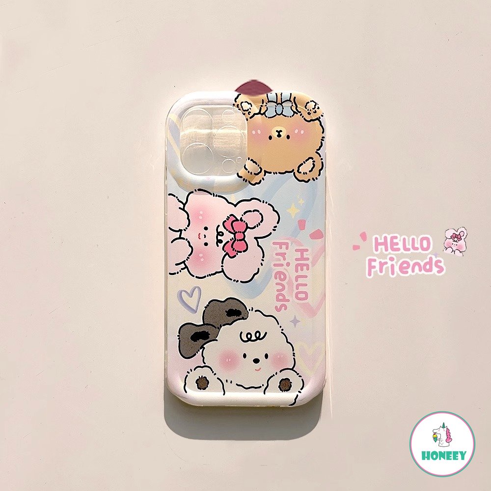 IPHONE Cute Bear Rabbit Phone Case Kompatibel Untuk Iphone11 12 13 14 Pro Max 14plus Transparan Anti-Drop Lembut TPU Penutup Belakang