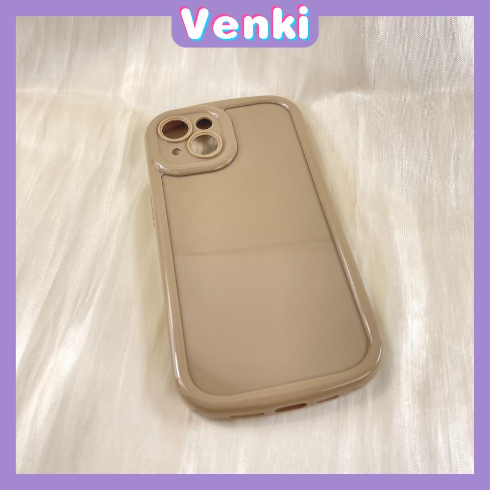 VENKI - Untuk iPhone 14 Pro Max iPhone Case Gloss Cream Warna Sedang Lucu Airbag Shockproof Case Perlindungan Kamera Pink Putih Hitam Kompatibel dengan iPhone 13 Pro max 12 Pro Max 11