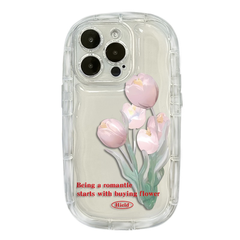 IPHONE Casing Ponsel Tahan Guncangan Kompatibel Untuk Iphone13 14 11 12 Pro XS Max X Xr7 +8 Plus Cover Silikon TPU Tulip Transparan Lembut