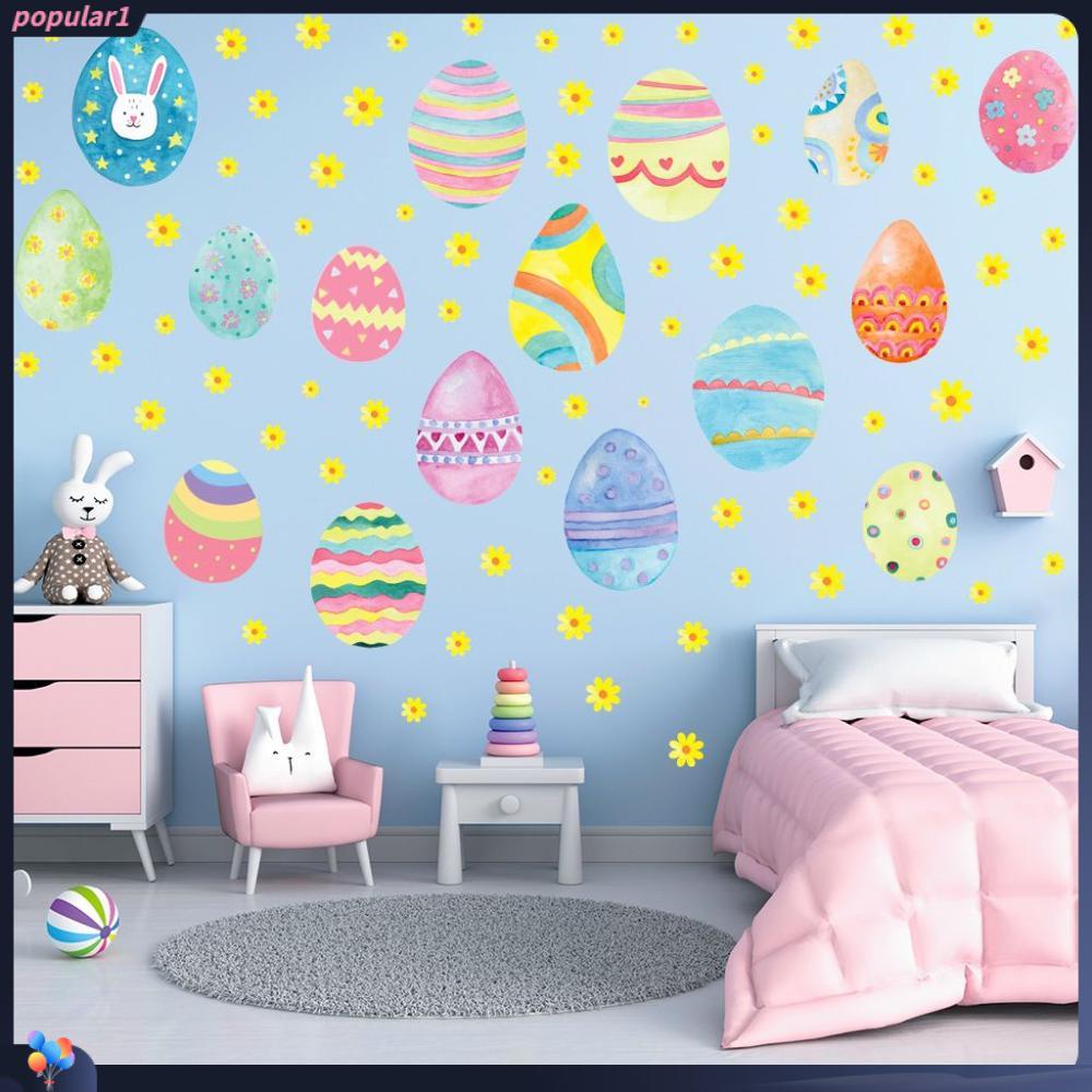 Populer 4pcs /set Paskah Stiker Dinding Kelinci Kartun Kamar Anak Dekorasi Rumah Paskah Dekorasi Cat Air Mural