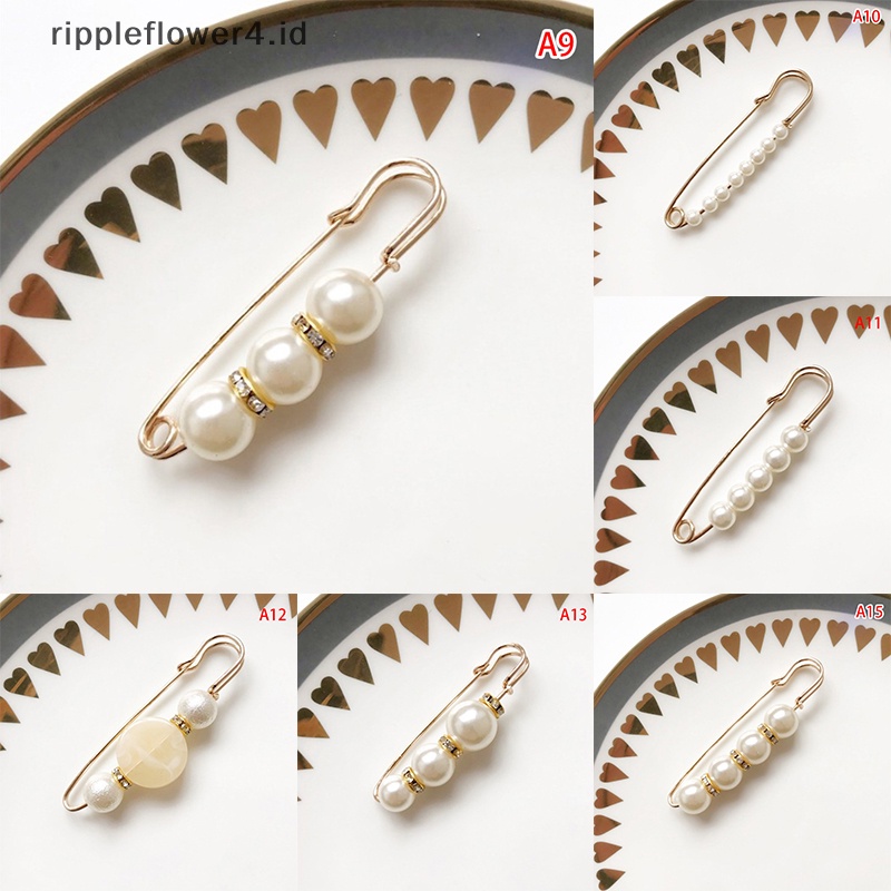 {rippleflower4.id} Bros Pin 1PC Liontin Mutiara Berlian Imitasisimple Brooch Pin DIY Fashion Perhiasan~