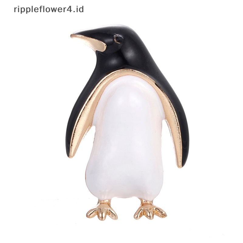 {rippleflower4.id} Kartun Enamel Pinguin Animal Lapel Collar Bros Pin Buket Wanita Perhiasan~