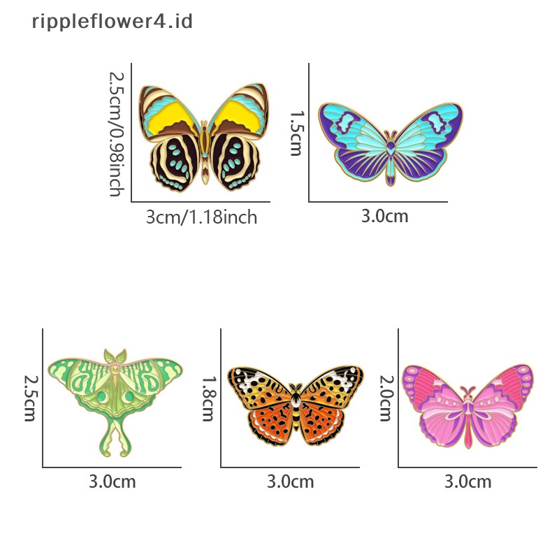 {rippleflower4.id} Warna-warni Kupu-Kupu Ngengat Enamel Pin Kartun Serangga Lepidoptera Spesimen Bros Logam Lencana Dekorasi Pin Perhiasan Hadiah~