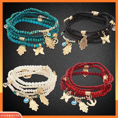 [WOD] Gelang Bangle Beads Multilayer Tangan Hamsa Fatima Wanita Tangan Butterfly Anchor Eye