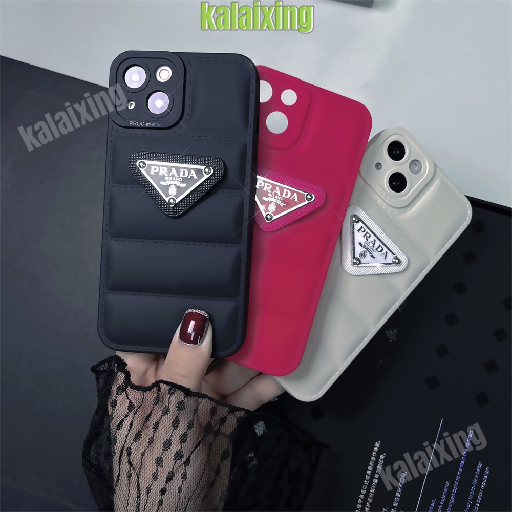 Casing 3D Prada Untuk iPhone 14 Pro Max 13 12 11 Pro Xs Max Xr X Xs 7Plus 8 Plus 7/8 Casis Down Bentuk Jaket Penutup Belakang