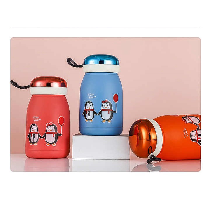 GOS -H414- Botol Minum Kaca Model Pinguin - Botol Minum Anak Lucu - Botol Minum Pinguin Cute 380ml