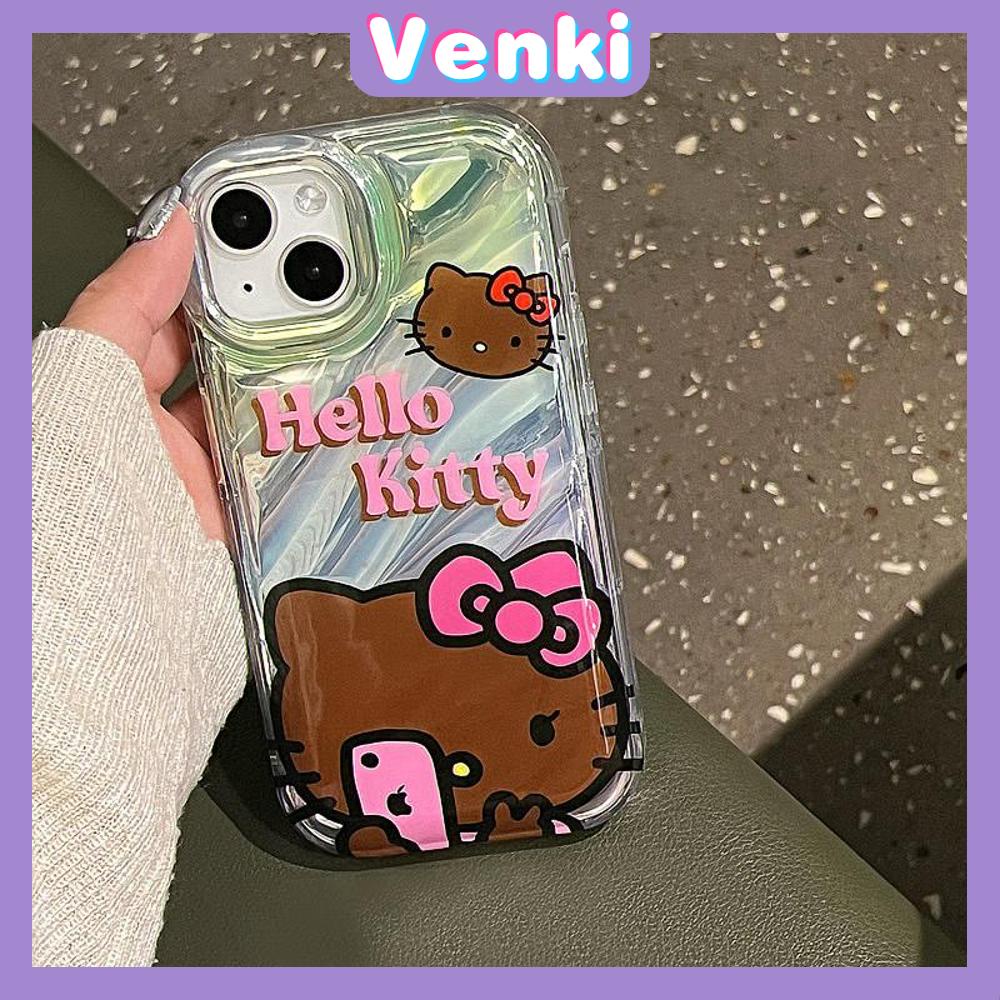 VENKI - Untuk iPhone 11 iPhone Case Laser Reflektif Bening Phone Case TPU Lembut Shockproof Airbag Phone Case Cute Selfie Cat kompatibel dengan iPhone 14 13 Pro max 12 Pro Max XR XR 7 8