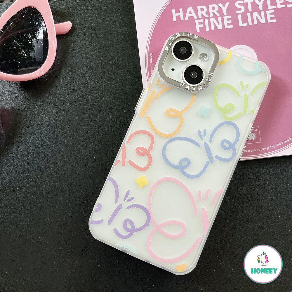 IPHONE Fashion Garis Warna-Warni Kupu-Kupu Case Untuk Iphone14 13 Pro Max11 12 Pro Max XS XR 7 8plus Dilapisi Lensa Shockproof Handphone Cover