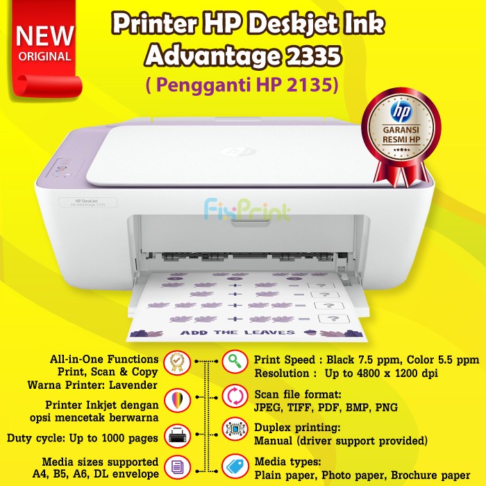 Printer HP Deskjet 2335 2336 2337 Print Scan Copy Pengganti HP 2135