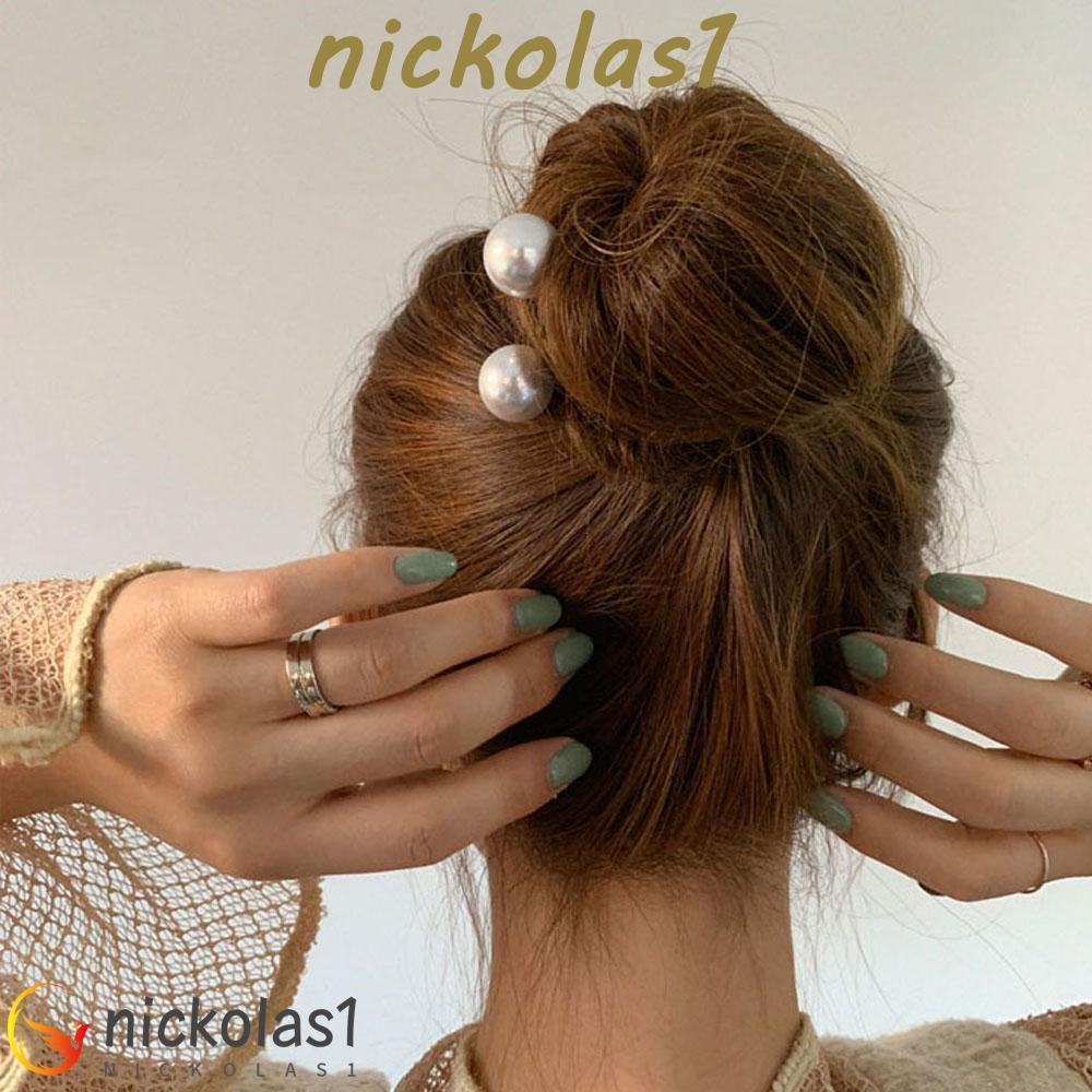 Nickolas1 Mutiara Rambut Stik Fashion Perhiasan Vintage Pengantin Pernikahan Logam Berbentuk U Jepit Rambut