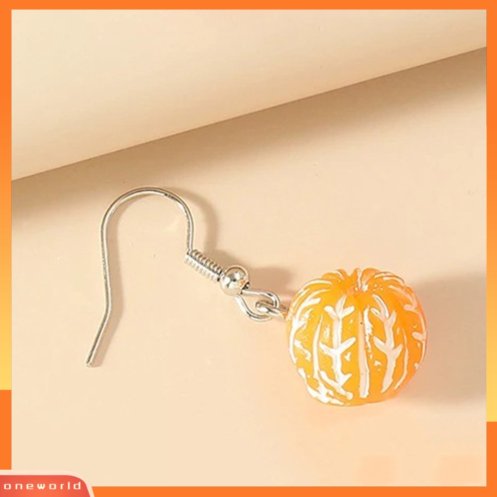 [WOD] 1pasang Hidup Menawan Warna Cerah Menjuntai Anting Indah Buah Orange Drop Hook Earrings Perhiasan Acessories