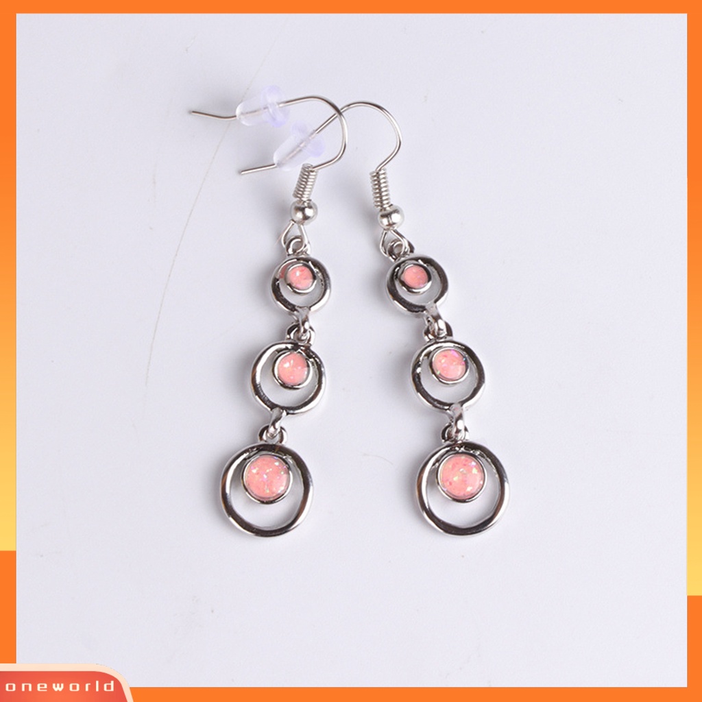 [WOD] 1pasang Anting Wanita Panjang Simetris Bulat Hoop Eye-catching Menjuntai Earrings Untuk Prom