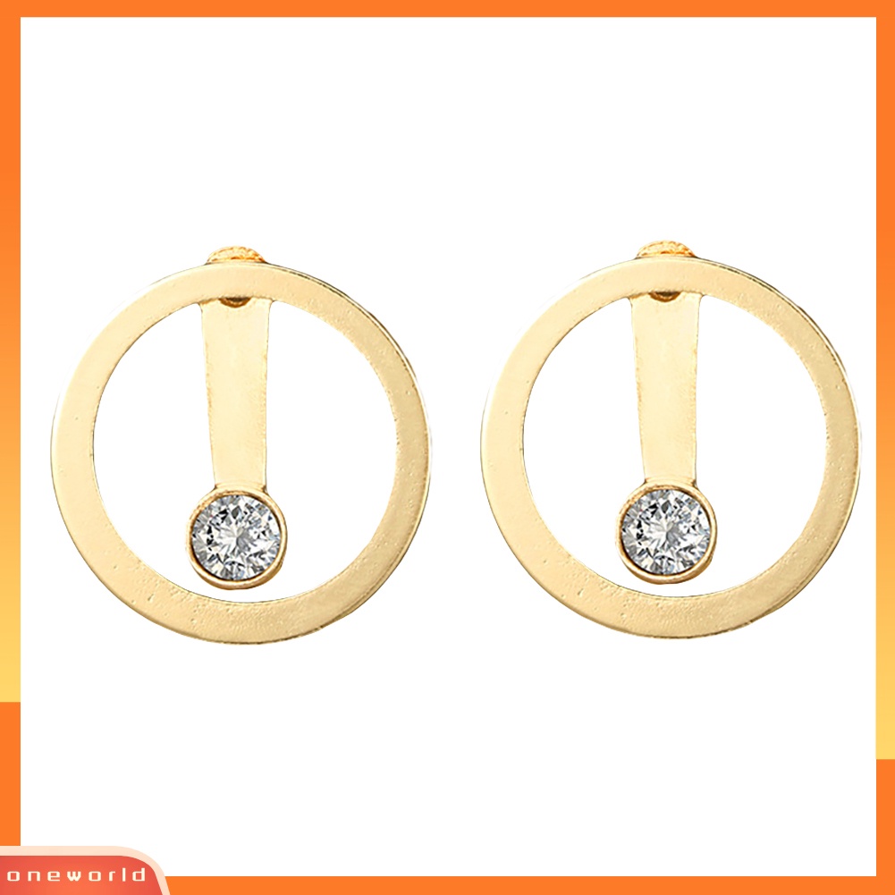 [WOD] Fashion Lingkaran Berongga Berlian Imitasi Dua Sisi Wanita Ear Stud Earrings Jewelry