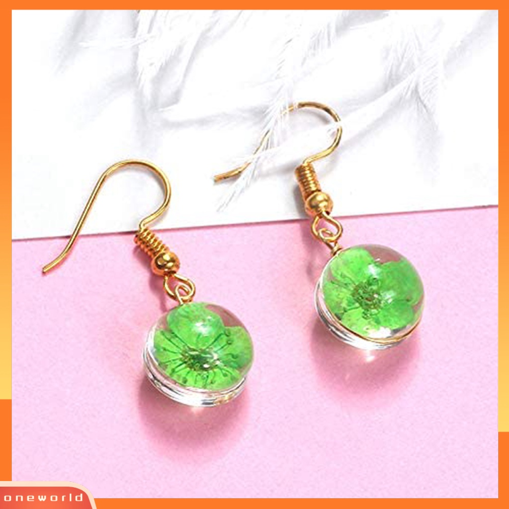 [WOD] Wanita Fashion Bola Bentuk Bulat Kait Anting Desain Bunga Menjuntai Perhiasan Hadiah