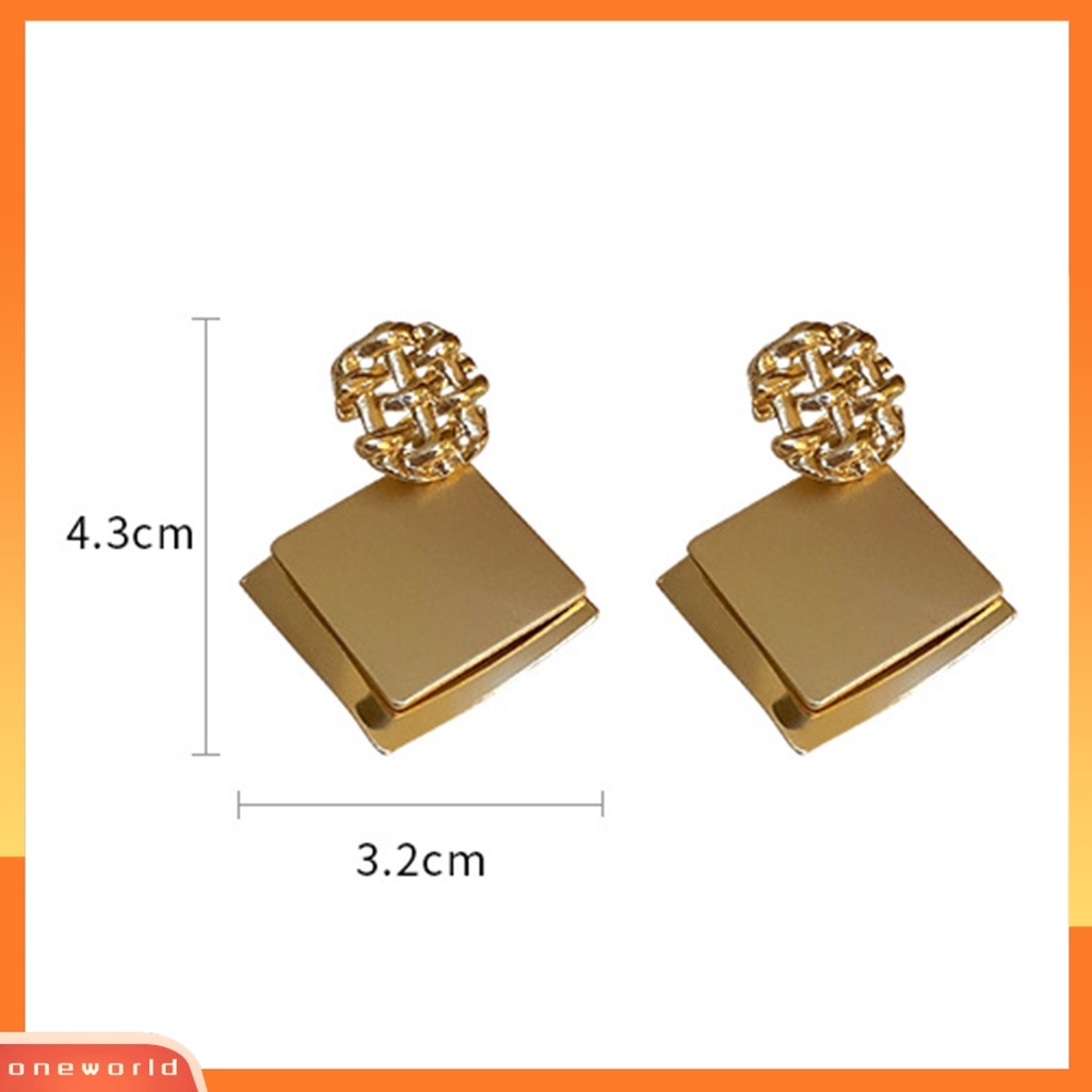 [WOD] 1pasang Anting Wanita Perhiasan Geometris Electroplating Bright Luster Stud Earrings Untuk Pakaian Sehari-Hari