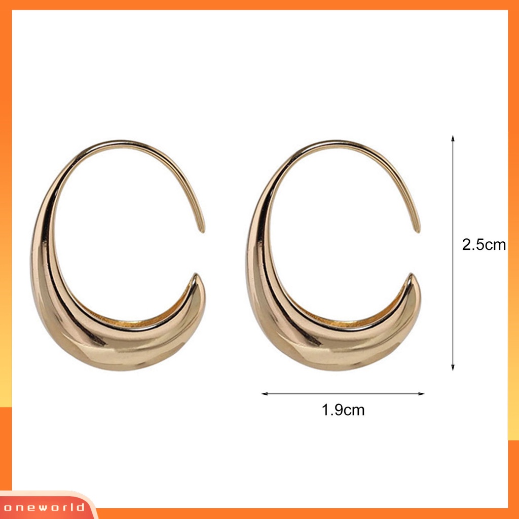 [WOD] 1pasang Anting Huggie Wanita Warna Solid Permukaan Halus Kilau Sederhana Bentuk Tetesan Air Women Earrings Perhiasan Wanita