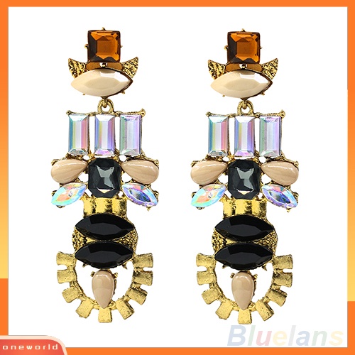 [WOD] Wanita Retro Mulia Baroque Berlian Imitasi Menjuntai Drop Earrings Cocktail Ear Studs