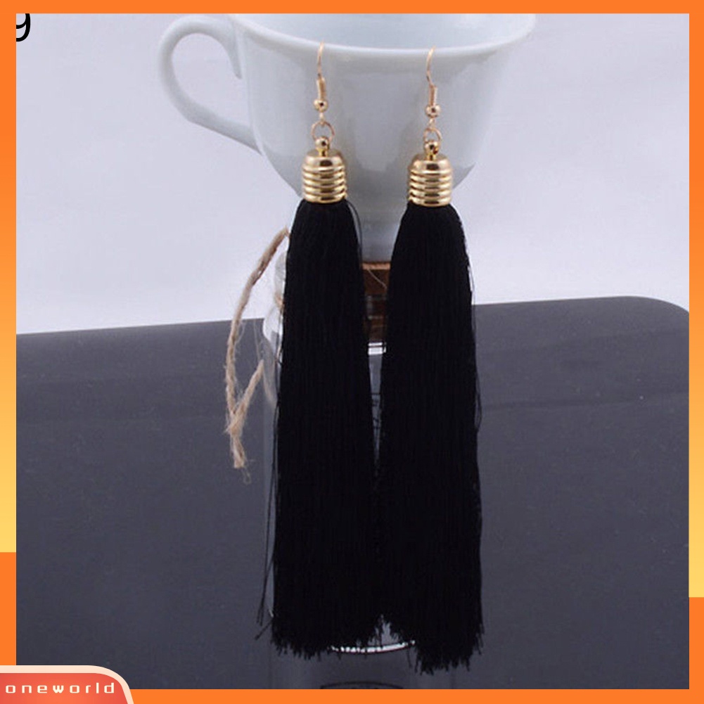 [WOD] Bohemian Hook Anting Wanita Vintage Panjang Rumbai Fringe Boho Menjuntai Earrings