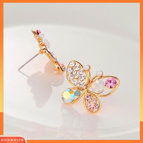 [WOD] Wanita Fashion Chic Indah Berlian Imitasi Berongga Kupu-Kupu Telinga Stud Earrings Perhiasan