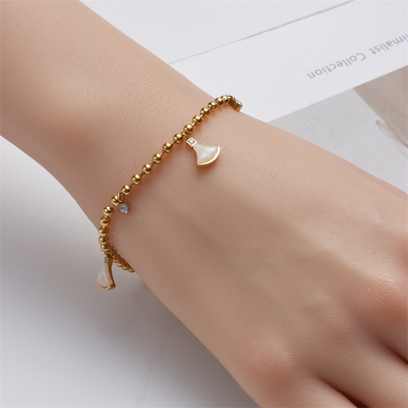 Gelang tangan biji kipas titanium stainless steel 316L anti karat harga grosir bisa bayar di tempat