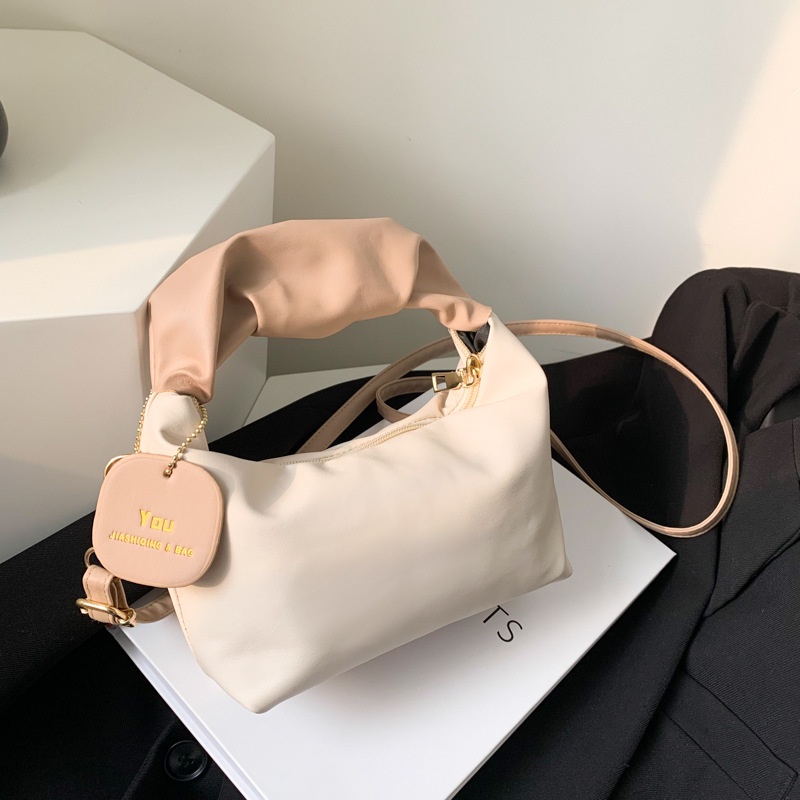 Tas wanita import berkualitas harga grosir bisa cod Populer 2023 baru warna solid lipit tas kasual gaya asing fashion bahu Messenger tas persegi kecil trendi tas wanita