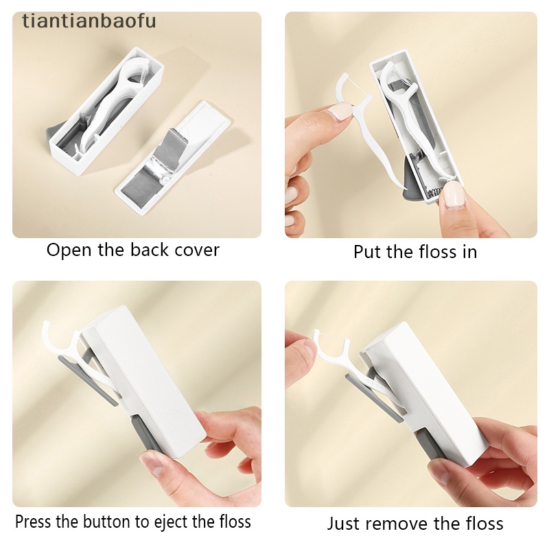 [tiantianbaofu] Kotak Penyimpanan Flosser Gigi Portable Otomatis Plastik Floss Pick Dispenser Butik