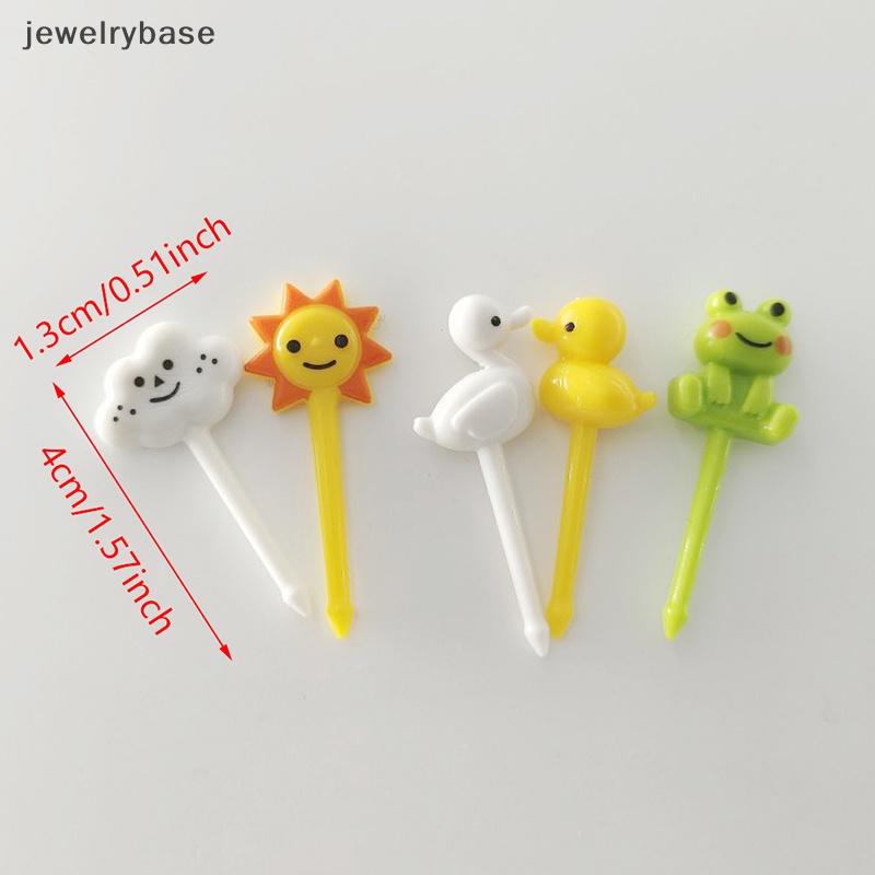 [jewelrybase] 8 Pcs Animal Sun Cake Garpu Buah Food Grade Plastik Mini Kartun Anak Pesta Dekorasi Butik