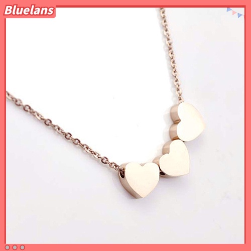 [BLS] Perhiasan Fashion Wanita Tiga Cinta Hati Rantai Liontin Statement Choker Necklace
