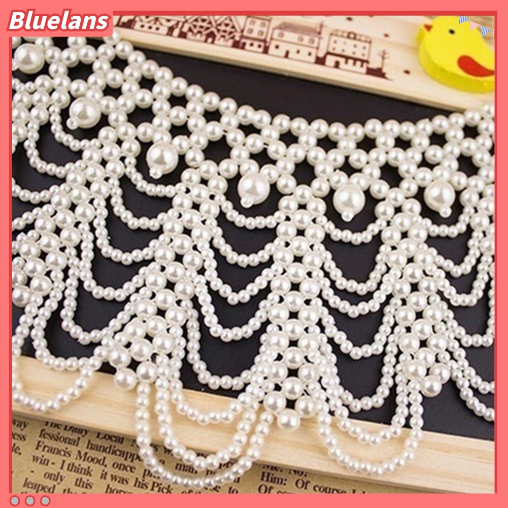 [BLS] Wanita Elegan Melubangi Mutiara Imitasi Choker Bib Collar Statement Necklace