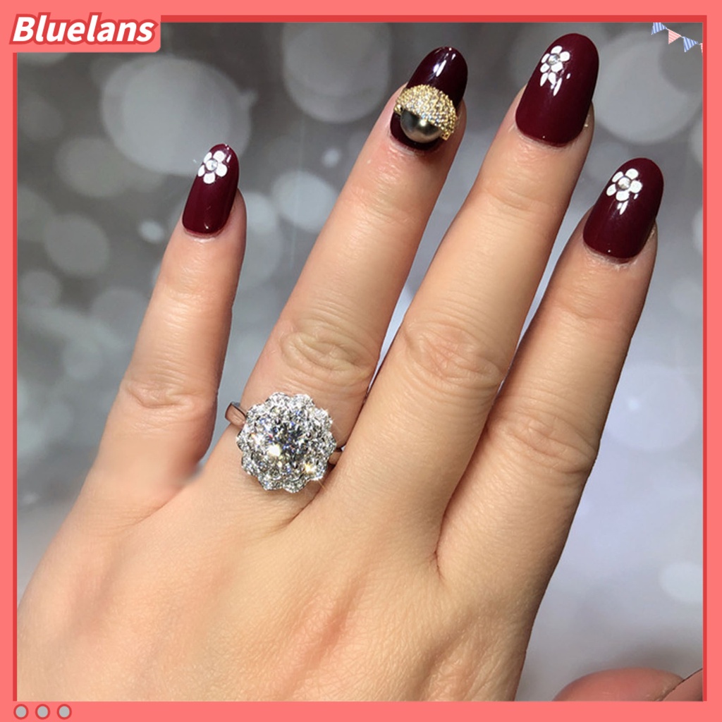 [BLS] Cincin Wanita Bersinar Hias Manis Cubic Zirconia Finger Ring Untuk Pesta